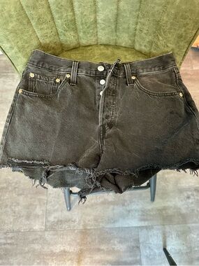 Levi's Black Distressed Cutoff Denim Shorts